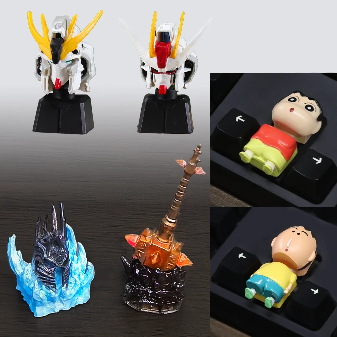 GUNDAM Warcraft Crayon Shin-chan Keycap Action Anime Figure Colecionáveis, peças de exposição de figuras, figuras de anime
