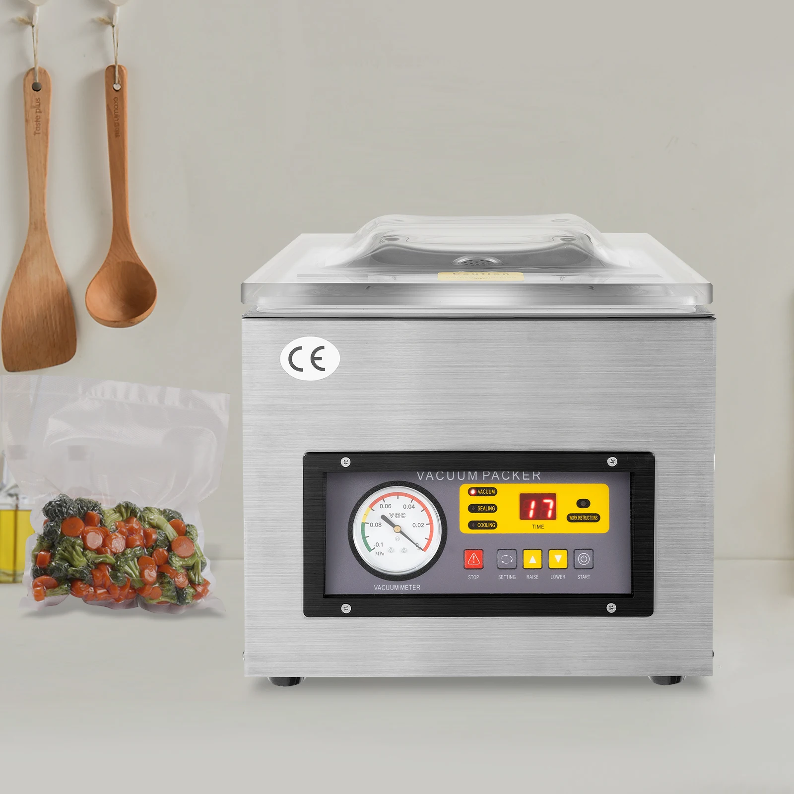 

Автоматический вакуумный упаковщик камеры, серебряный медный двигатель 120 Вт, 2 куб. футов в минуту, коммерческое уплотнение, функция 3-в-1 для консервирования пищевых продуктов