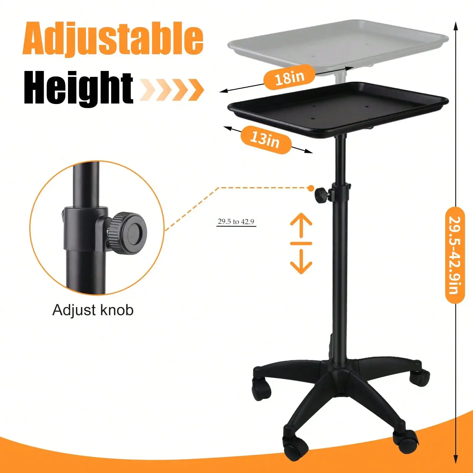 Salon Tray On Wheels Tattoo Tray Rolling Trolley Adjustable Height Storage Utility Cart For Clinic Spa Rolling Tray (Black),Boho Vibes