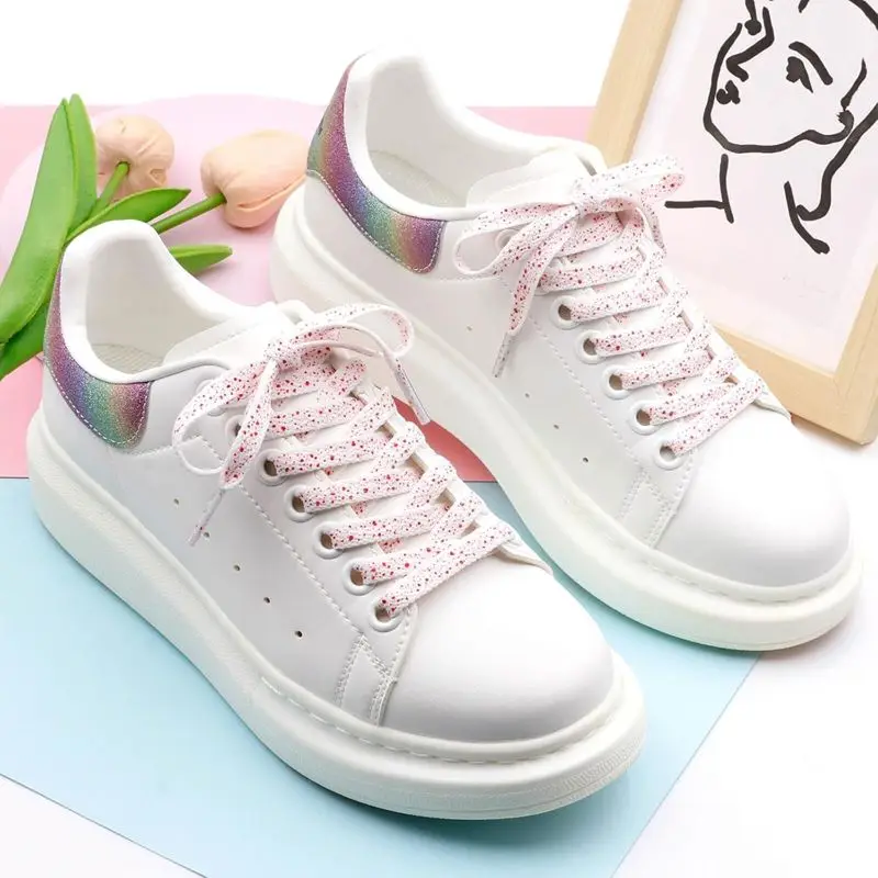 1 Paar bedruckte, flache Schnürsenkel für Sneaker, farbige Sport-Schnürsenkel, Schnürsenkel mit Tintenfleck-Motiv, 0,8 cm breit, für Freizeitschuhe und Sneaker. – Detail 18