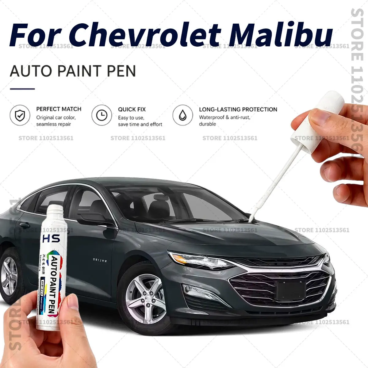 

For Chevrolet Malibu Touch Up Paint Pen Quick Repair Car Scratch Chip Paint Brush Summit White Mosaic Black Sterling gray Red