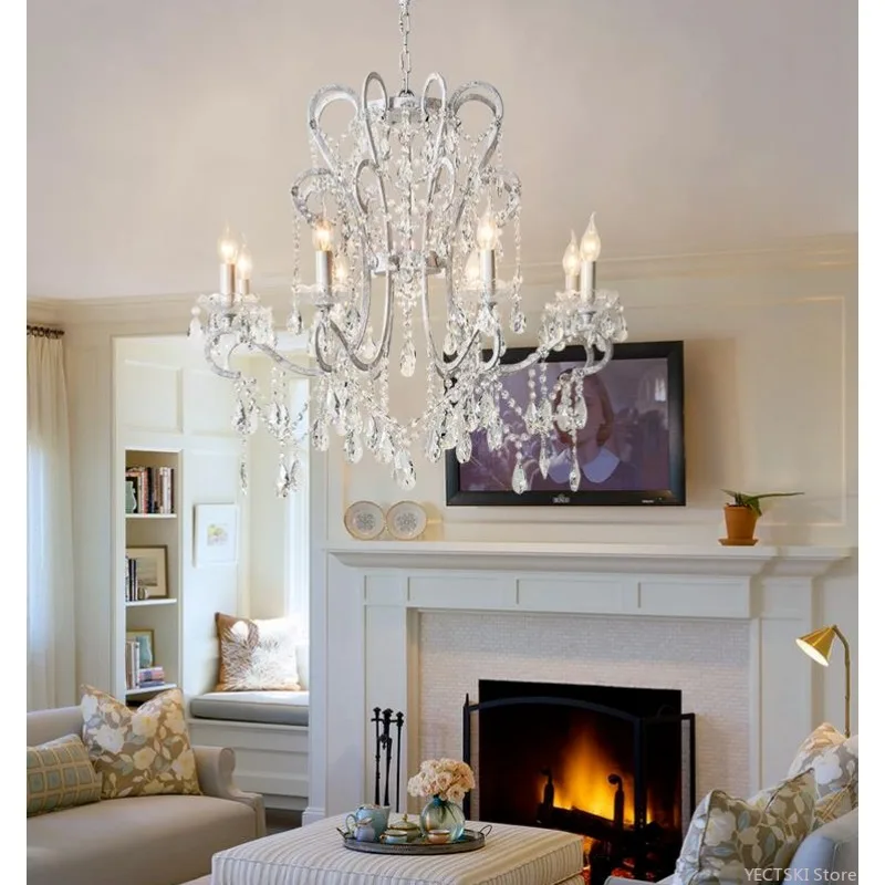 American chandelier living room dining room lamp bedroom lamps Nordic retro princess room French crystal lighting