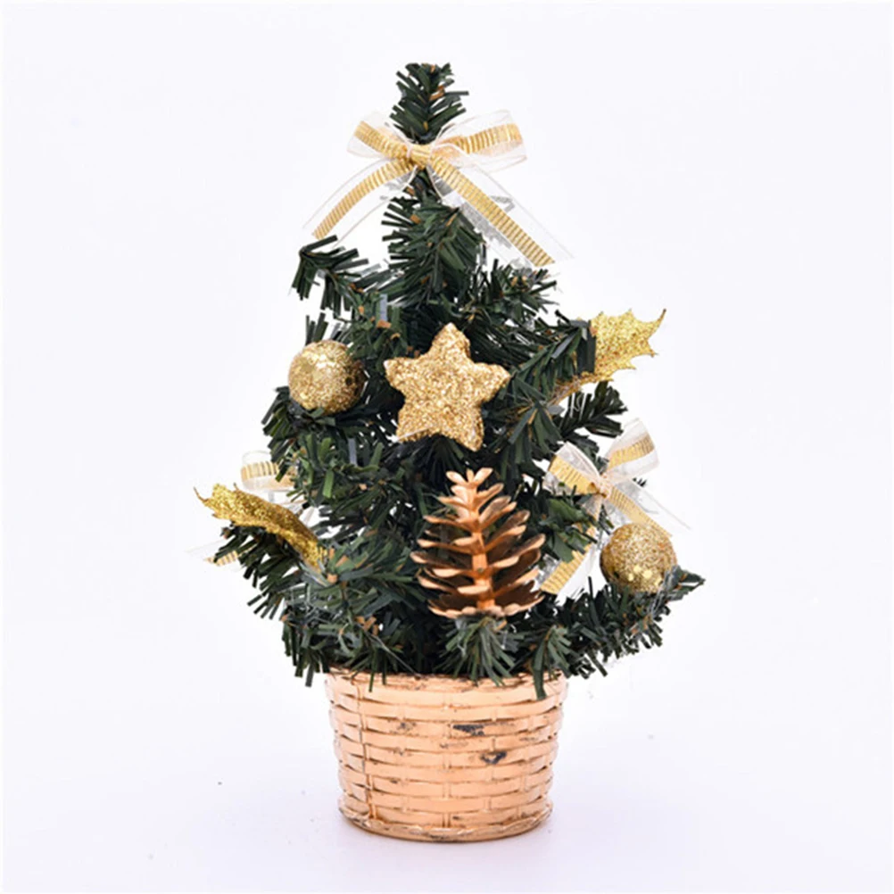 

2 Pcs Faux Christmas Tree Decorations Mini Trees for Table Small Decorated Artificial