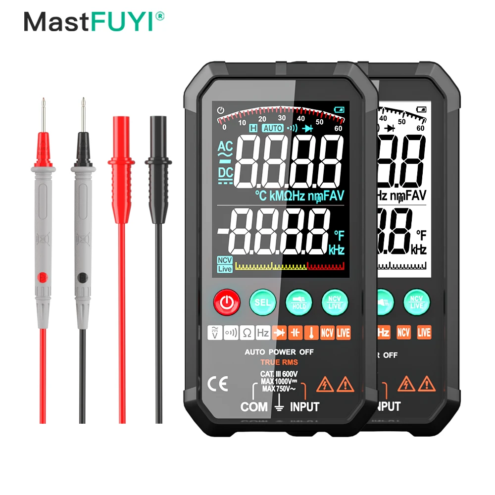 FY107A/107C Digital Multimeter Smart DC AC Voltage Capacitor ohm diode NCV HZ multi Taster transistor 6000count detector Meter