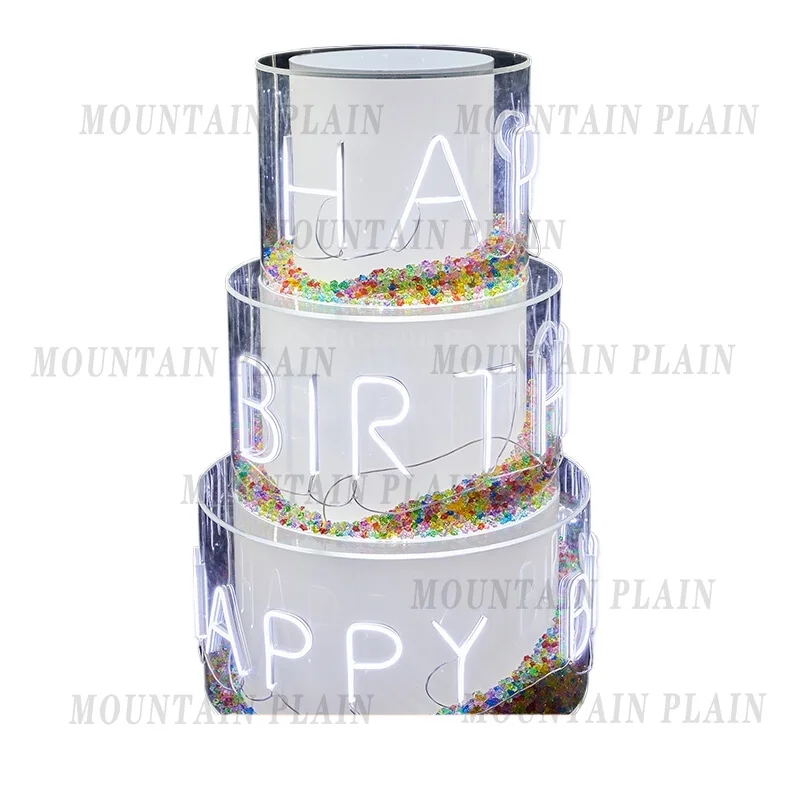 Bar KTV Birthday Cake Trolley Table Party Wedding Layout Atmosphere Planning Props Luminous Birthday Sign