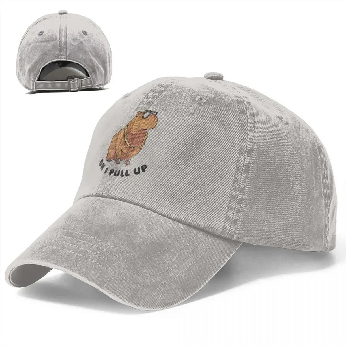 Vintage Washed Kawaii Capybara Baseball Caps Women Sunhat Snapback Animal Cap Hats