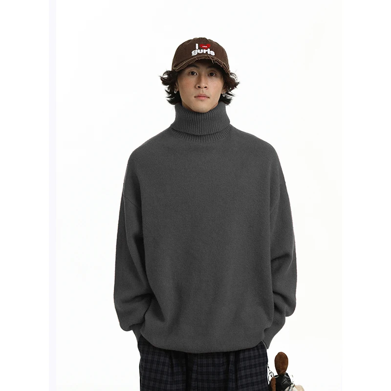 سترة محبوكة سميكة للخريف والشتاء للرجال بياقة عالية، النسخة الكورية العصرية، مشهد غير رسمي، بلوفرات مادة أخرى