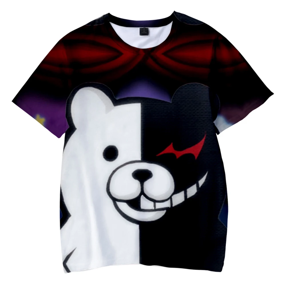 2022 Summer Fashion Anime Game Harajuku T Shirt Danganronpa Monokuma 3D Printed Men\'s Street Trend Clothing Kids Quick Dry Top