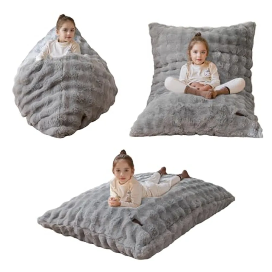 

3 in 1 Bean Bag Chair Bed Child Floor Sofa for Gaming Reading Convertible Bean Bag Floor Cushion with Machine Washable Cover fo