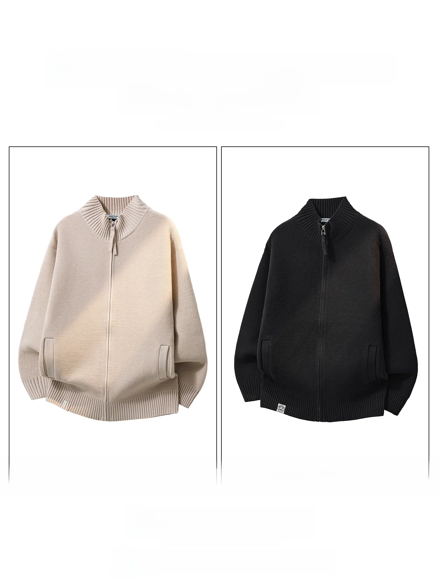 PaulFrank M Loose Fit Knitted Sweater Pure Color Stand Collar Autumn Winter Casual Sle Big Mouth Monkey Knitwear