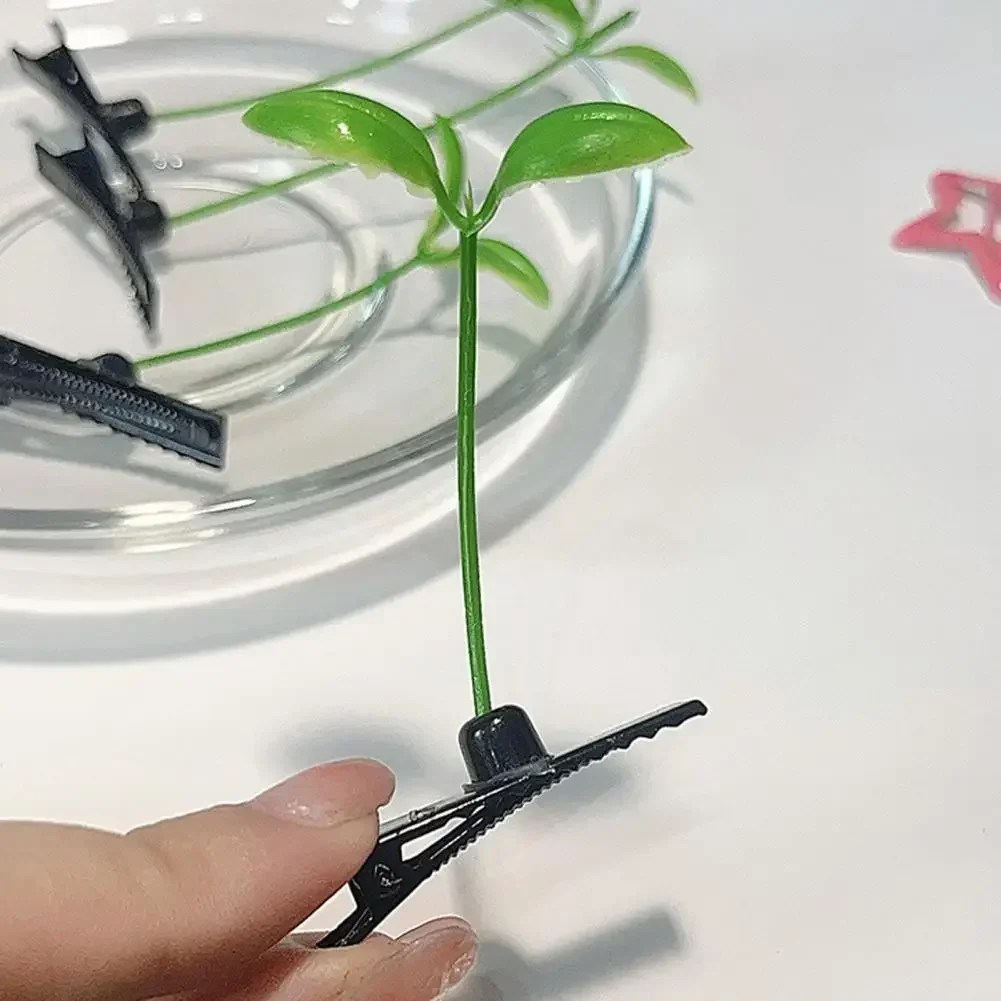 مجموعة دبوس الشعر على الطراز الواقعي، مشابك شعر للنباتات الخضراء، مجموعة مشابك شعر براعم الفاصوليا الواقعية، دبابيس شعر نباتية مضحكة مع زنبرك