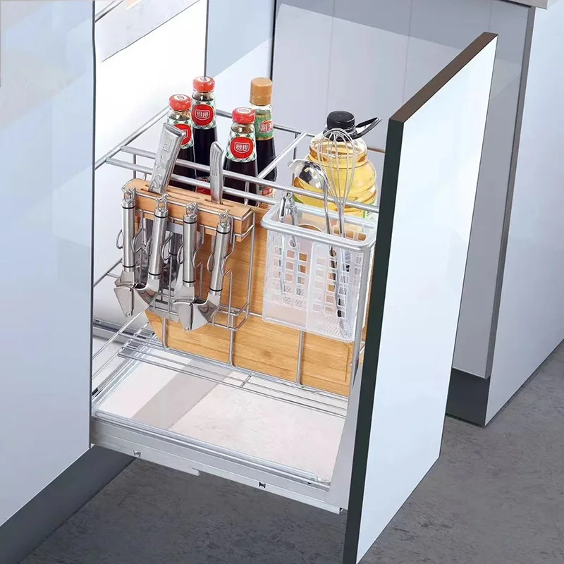 

Kitchen custom wire model multi-functional seasoning basket cabinet drawer stainless steel seasoning