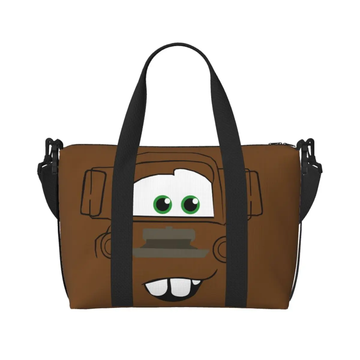 

Custom Cartoon Cars Face Animation Tote Bag for Women Big Capacity Gym Beach Travel Bags