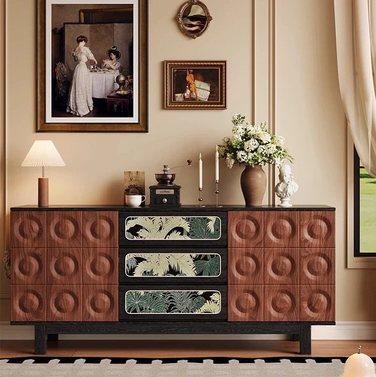 TTRetro solid wood dining side cabinet small apartment living room locker