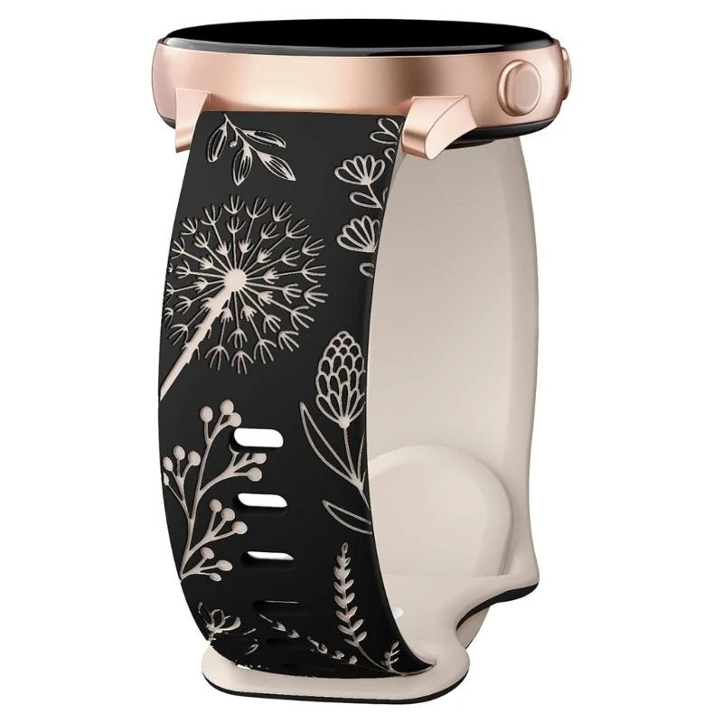 Универсальные силиконовые часы -ремни 20 мм с цветочной гравировкой