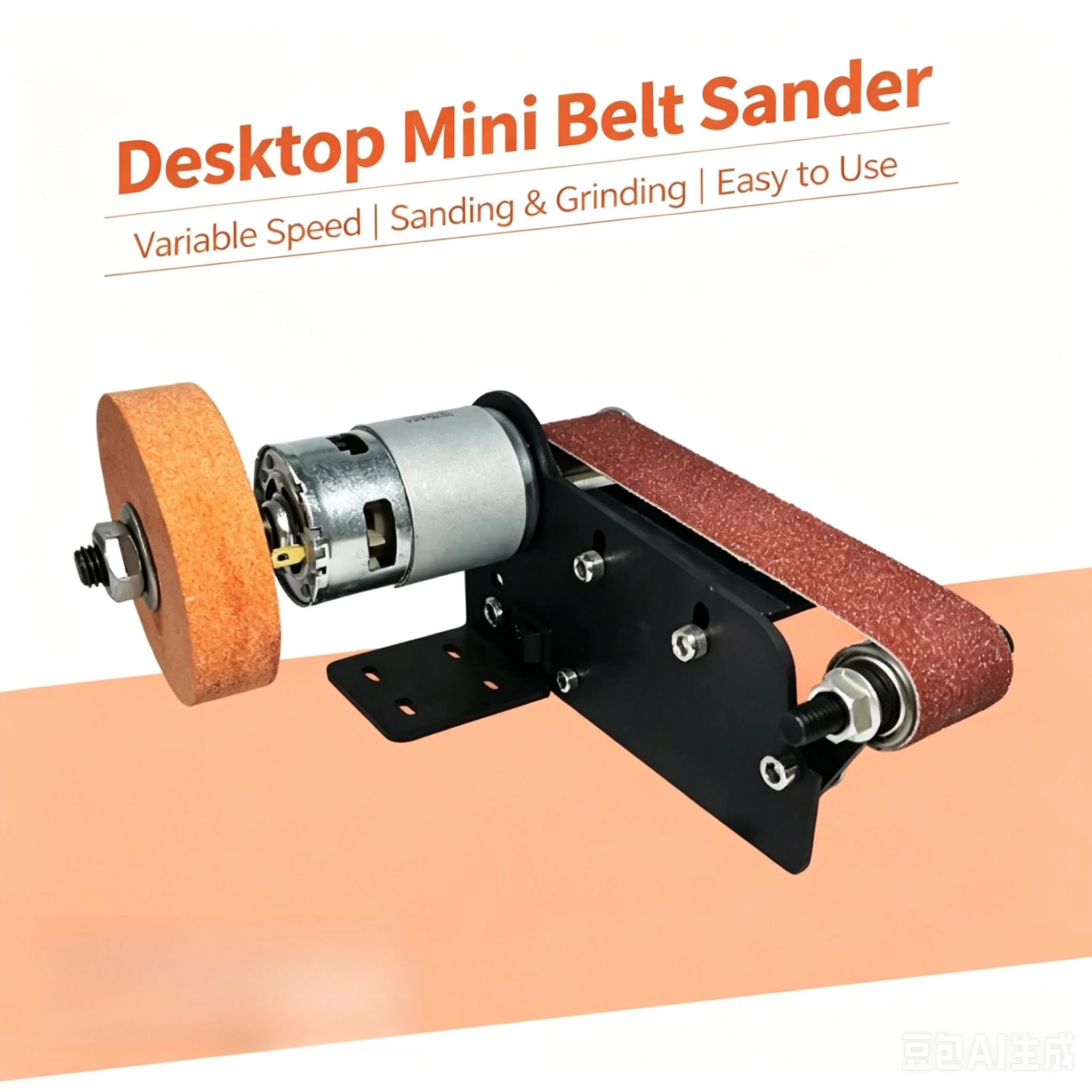 Mini Desktop Belt Sander Small Household Electric Belt Sanding Polishing Machine DIY Wood Metal Grinding Tool
