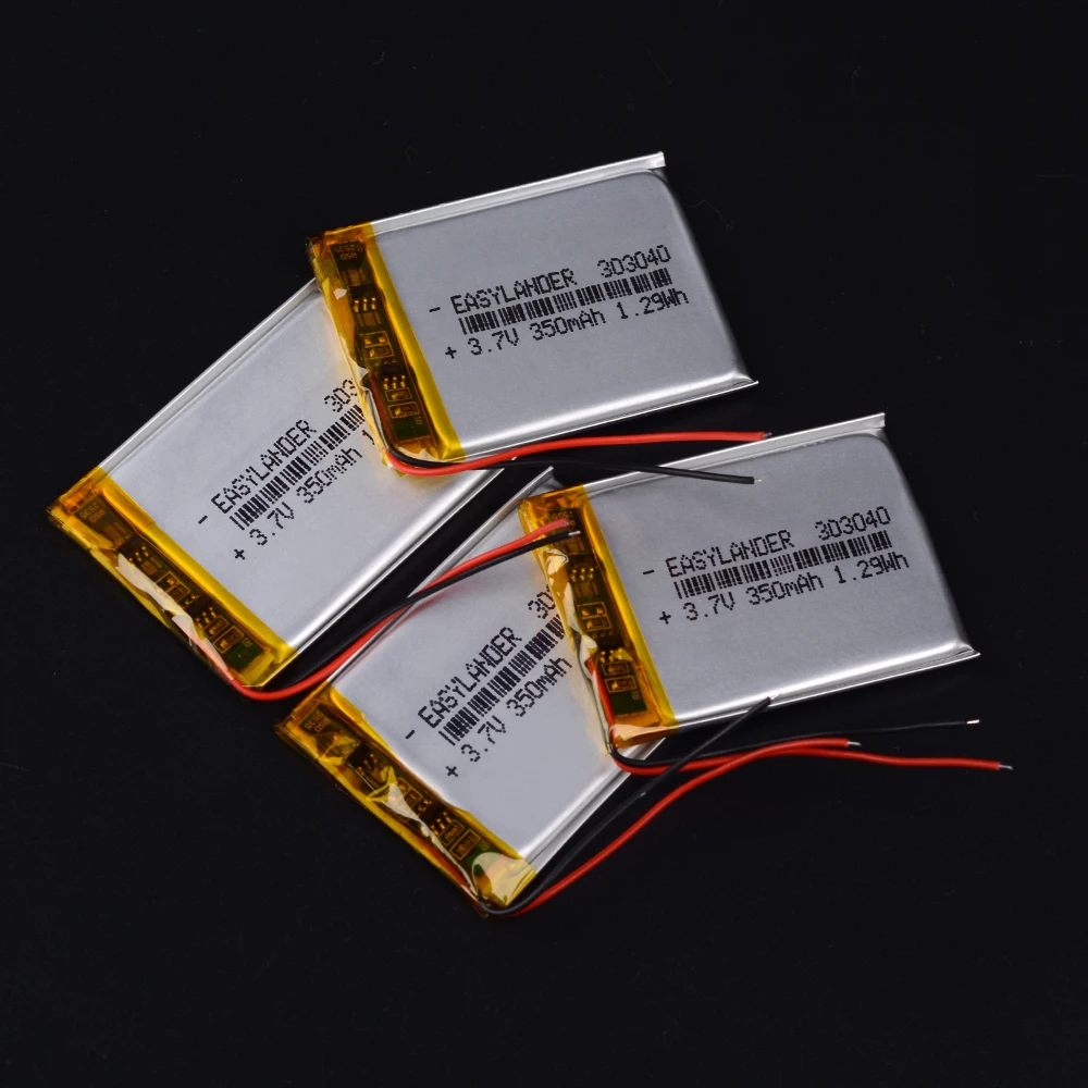 3pcs/Lot Battery Li-polymer Rechargeable ion 3.7V 350 mAh 303040 for bluetooth mp3 reader player headphone headset