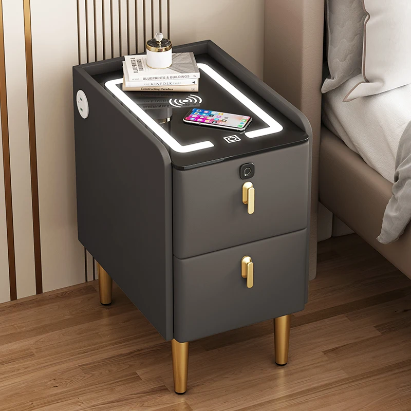 Spring Qiushi Smart Wireless Charging Bedside Table Simple Modern Multifunctional Advanced Storage Bedside Cabinet Mini