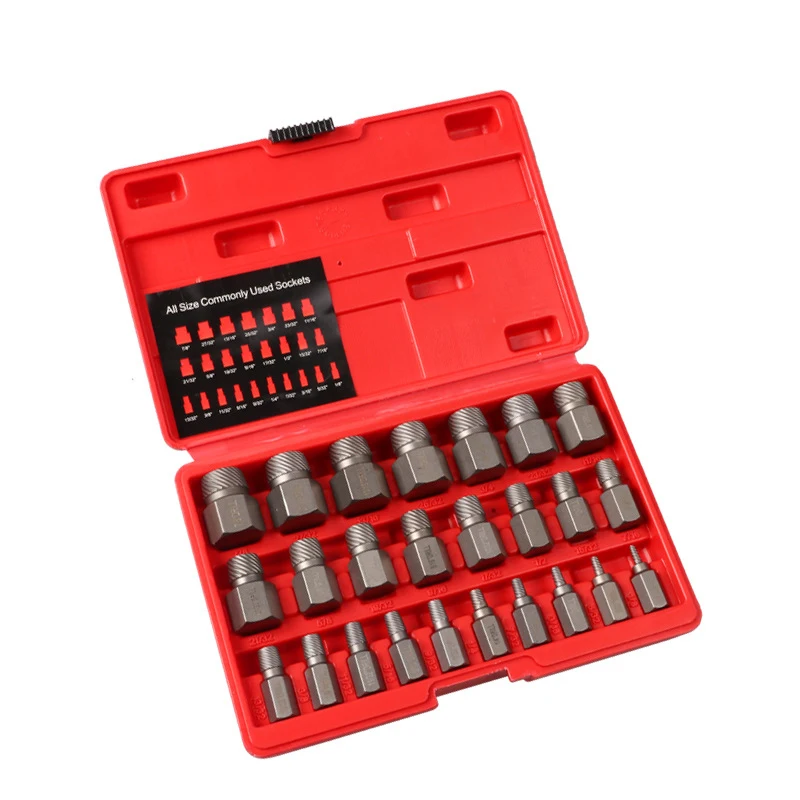 10 or 25 PCS Inch Type Damaged Screw Extractor Set Hex Bolt Stud Removing  Screw Hardware Power Repair Tools Extractor Kit