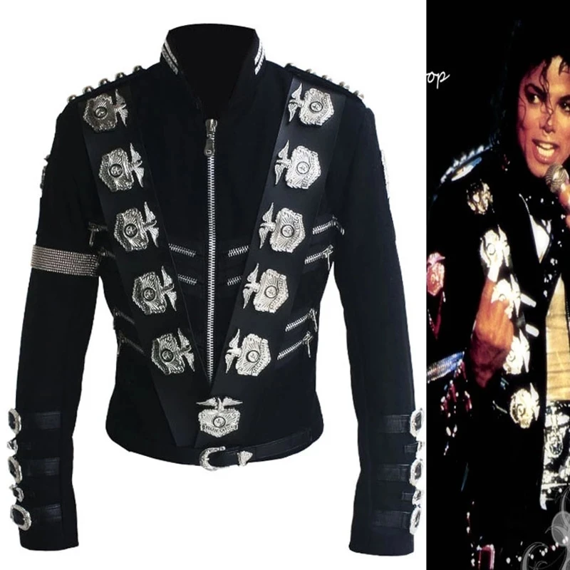MJ Michael Jackson BAD Jaqueta Tour no Japão, Couro PU, Aço
