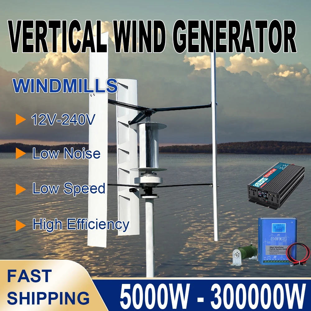 Free Energy Wind Turbine Generator 15000W 20000W 30000W With 220V Off Grid System Mppt & Hybrid Charge Controller For Home Use