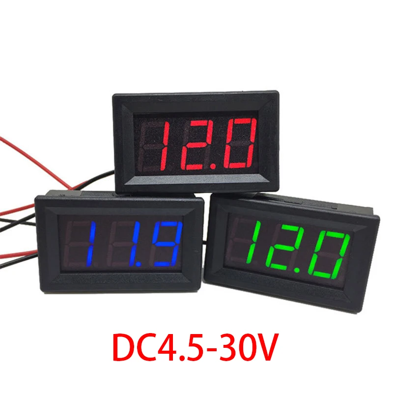 DC 4.5-30V Digital Car Voltmeter Automotive Voltage Meter Red/Blue/Green6V 12V Motorcycle Vehicle LED Display Voltage Tester