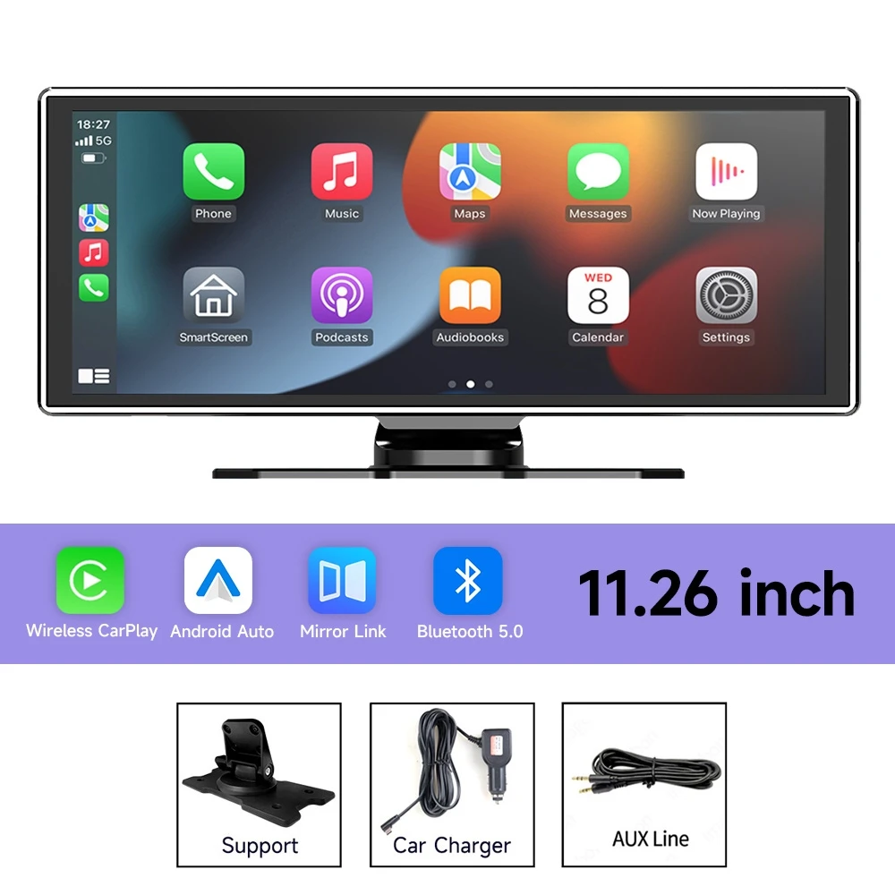 6/7/10.26/11.26'' Dashcam Auto DVR Draadloos Carplay Android Auto Display Scherm Smart Car Radio Systeem Video Dubbele Lens Recorder