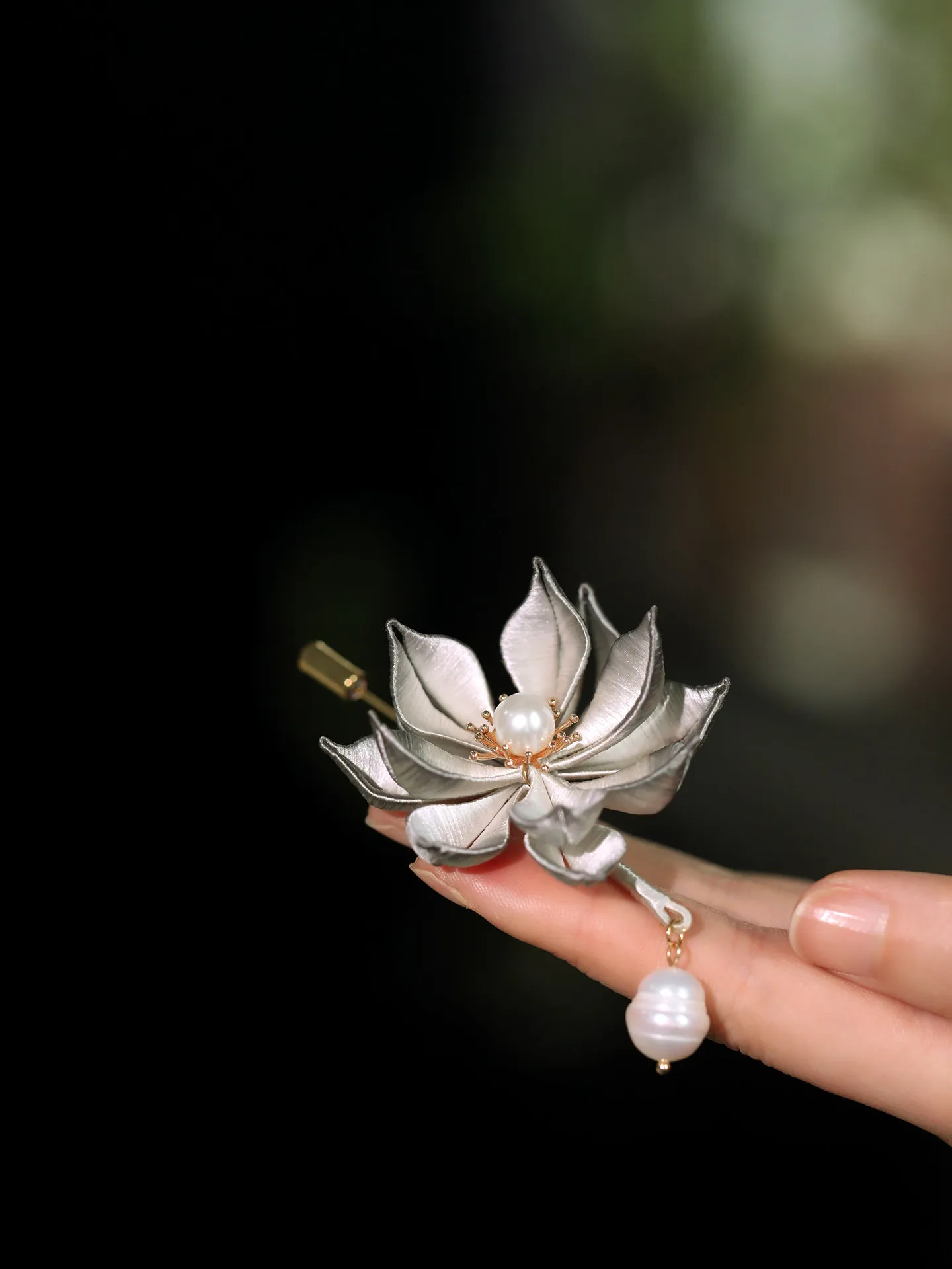 Handmade Chinese Style Chan Hua Ink Wash Lotus Brooch Faux Pearl Lucky Auspicious Lapel Pin For Cheongsam Hanfu Daily Wear Gift