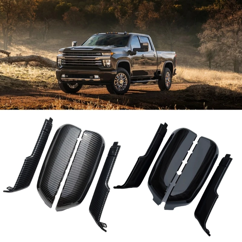 Tow Mirror Covers for Silve-rado 2020-2024 Replacement Automotive Mirror Cover Top and Side Clip-on Mirror Housing Caps Trim