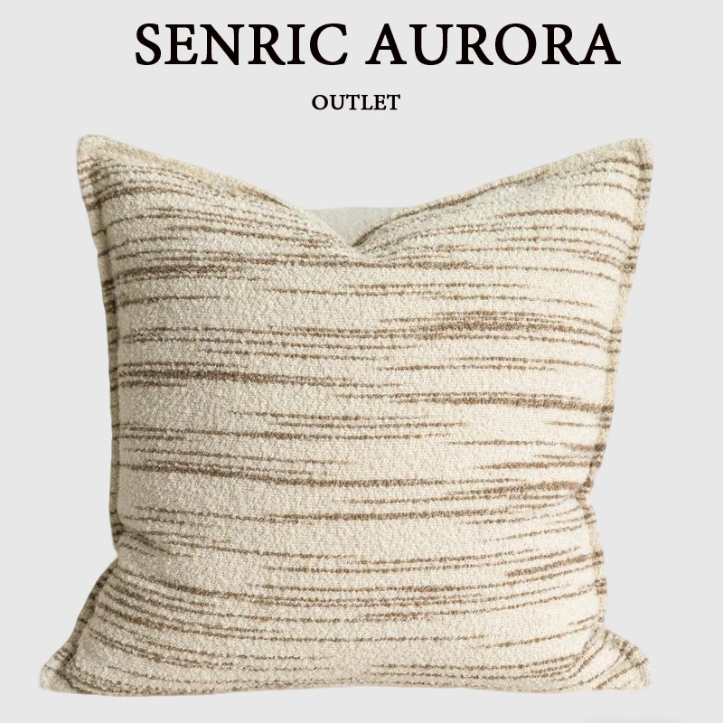 French Beige Throw Pillow Cover Light Luxury Stamping Waist Cushion Cover Decor Home Decorative Pillowcase