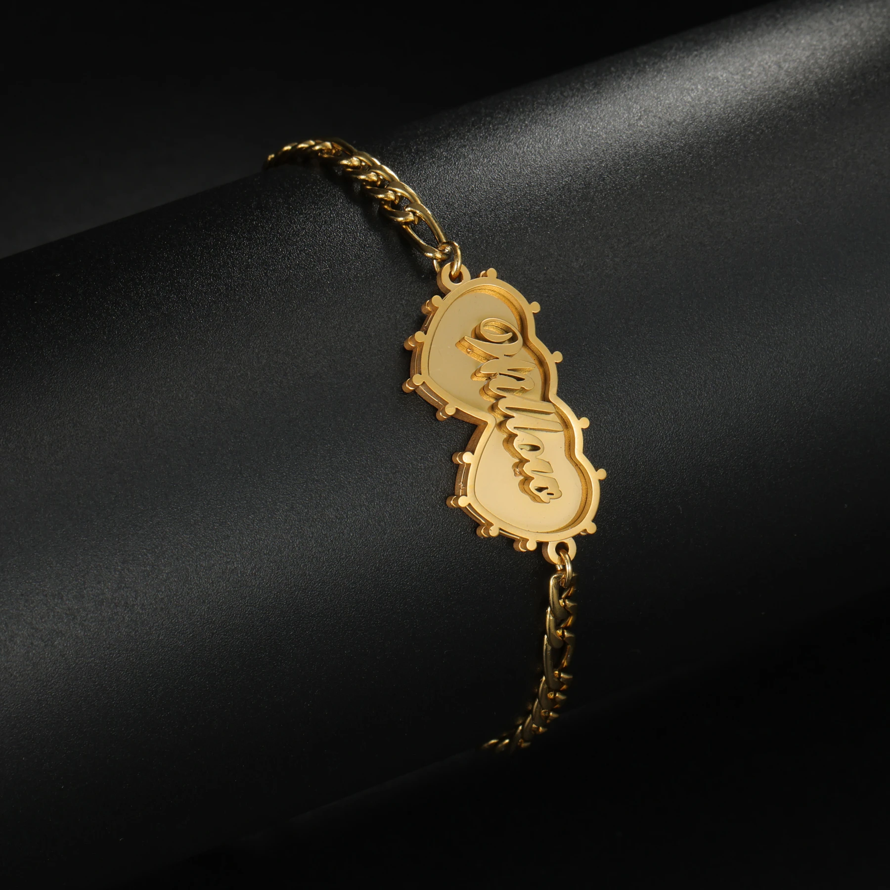 Atoztide اسم مخصص قلادة سوار لحام القلب طقم مجوهرات من صلب لا يصدأ للنساء زوجين فيجارو سلسلة هدية الكريسماس #4