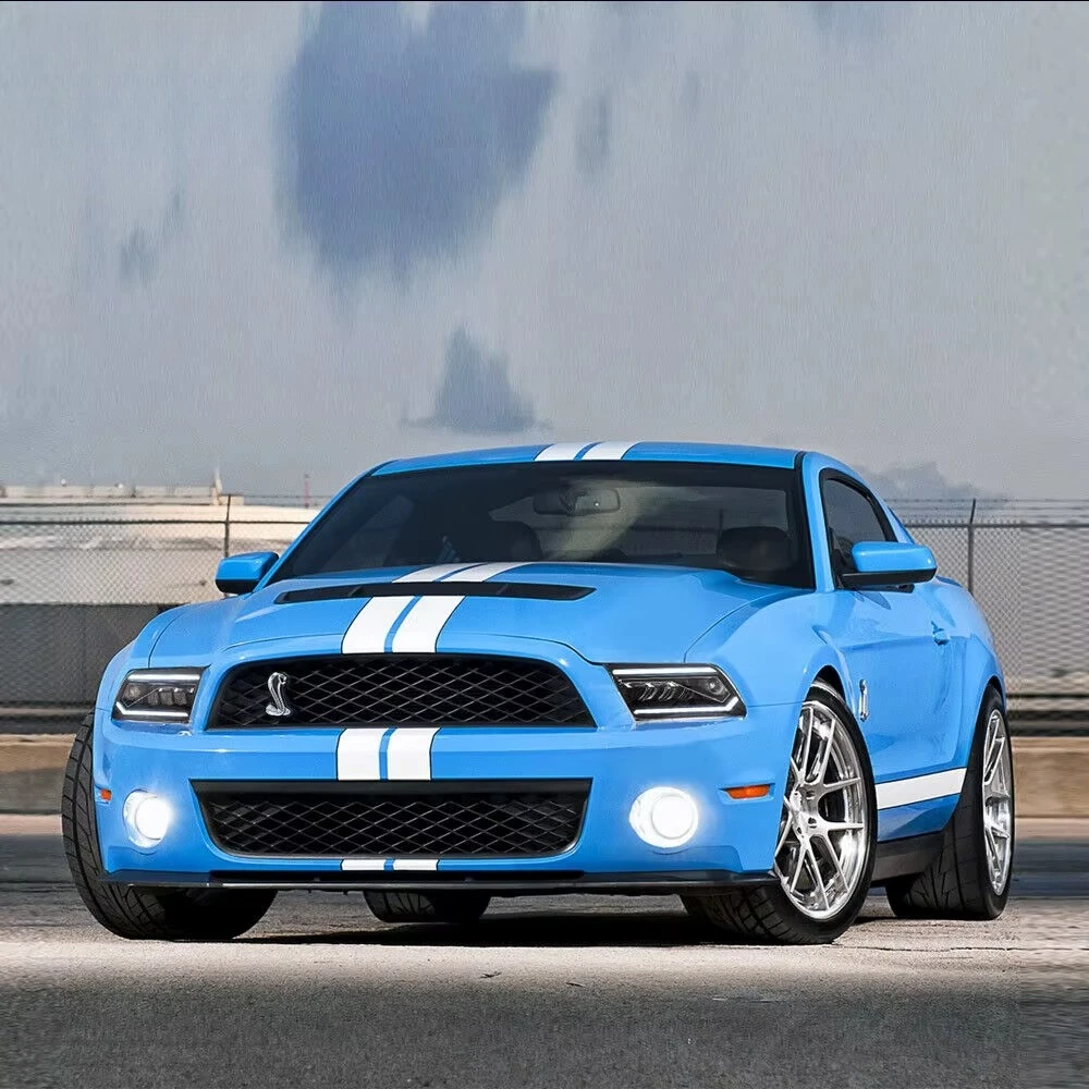 2 Stück LED-Scheinwerfer-Set für Ford Mustang 2005-2009 DRL Sequentieller Blinker Plug-and-Play Projektor Frontleuchte Auto-Zubehör