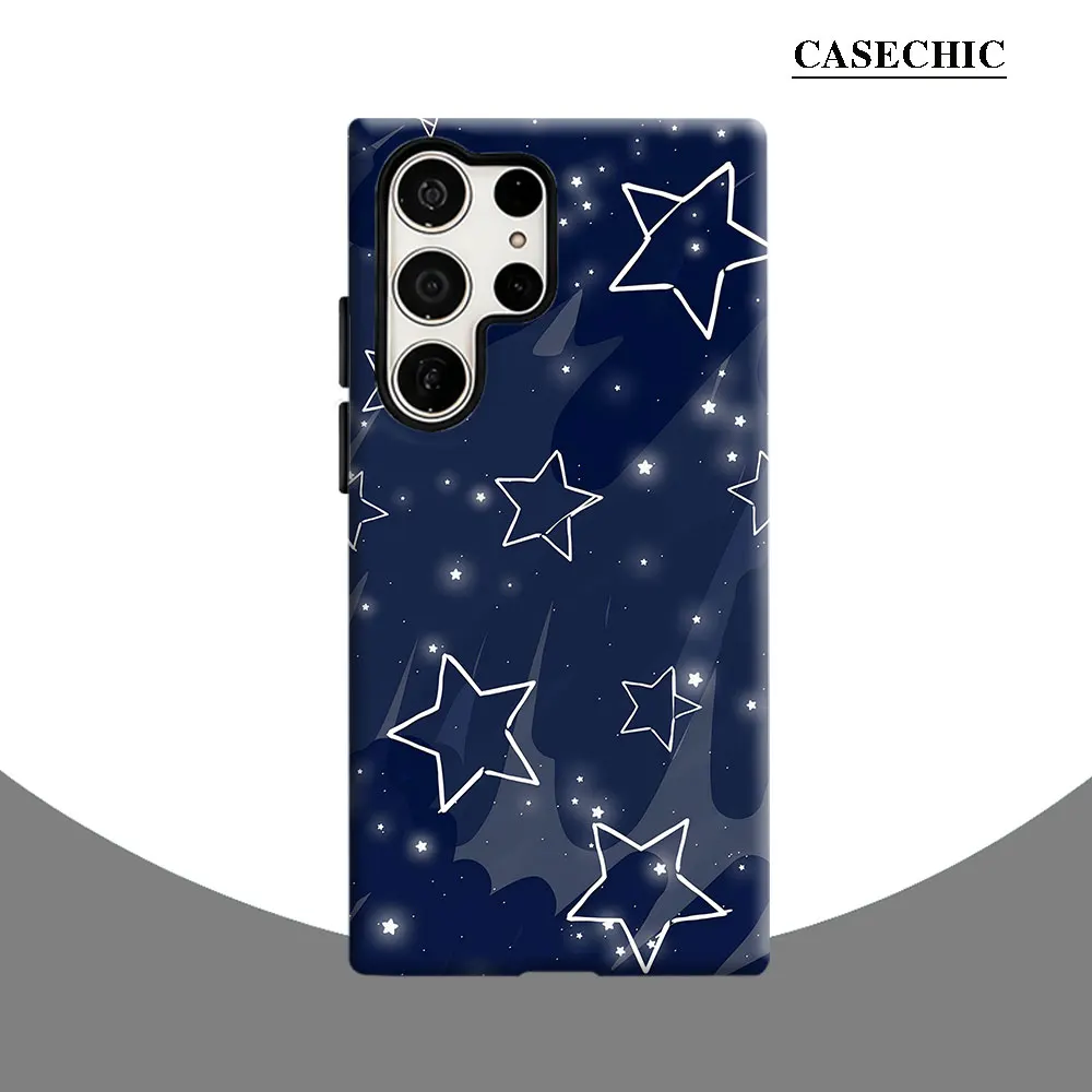 Dark Blue Starry Sky Phone Case for Samsung Galaxy S26 S25 Ultra S24 S23 Ultra Plus Shockproof Double layer tough Back Cover