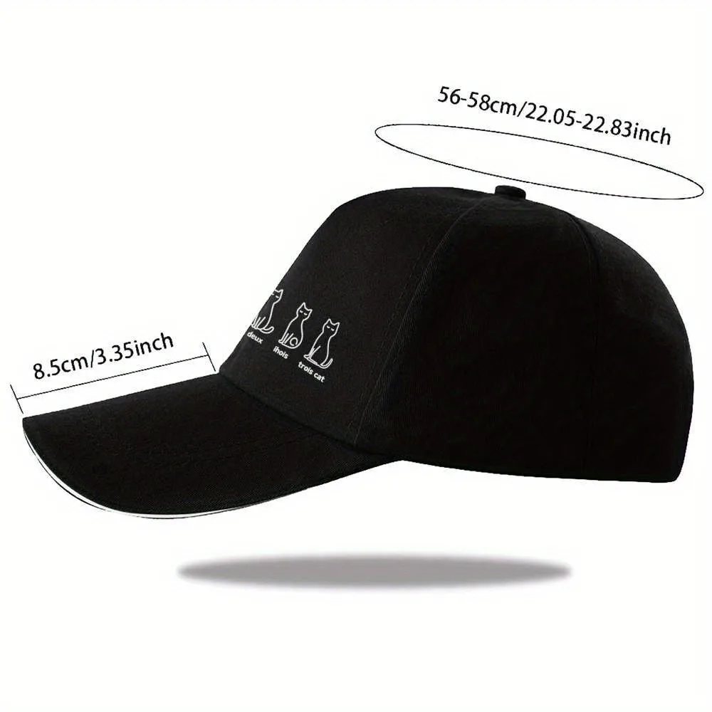 Un Deux Trois Cats Baseball Cap French Counting Line Art Adjustable Polyester Outdoor Unisex Hat