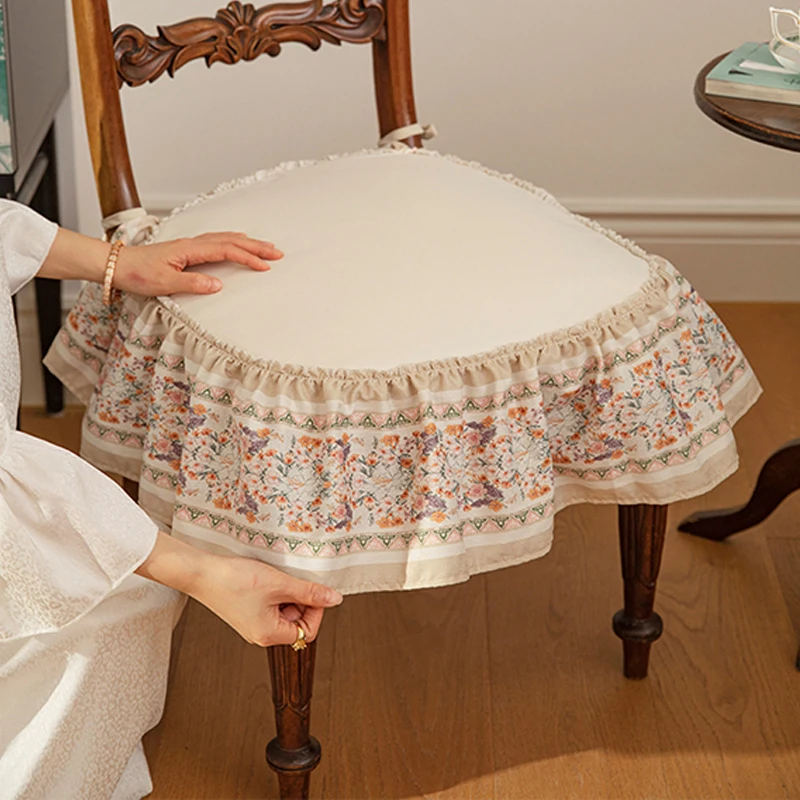 

Vintage Floral Chair Cushion 50x50 Hand-painted Pastoral Non-slip Chair Cover Home Decoration Diningchair Cushion Customized