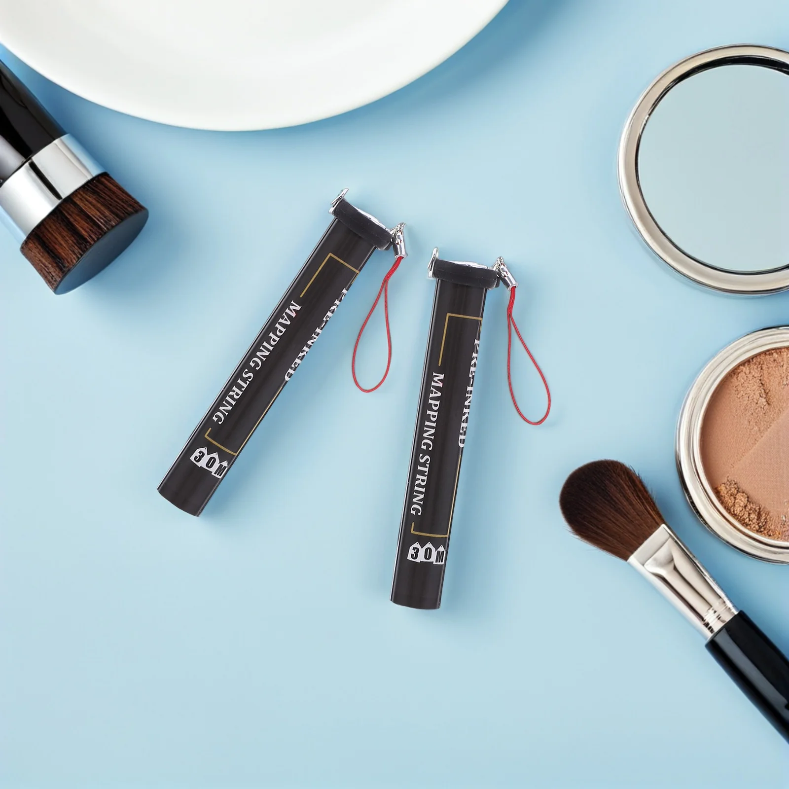 

2 шт., 30 м, прозрачная портативная упаковка, инструмент для точной позиционирования бровей, струна для картирования бровей, нить для бровей