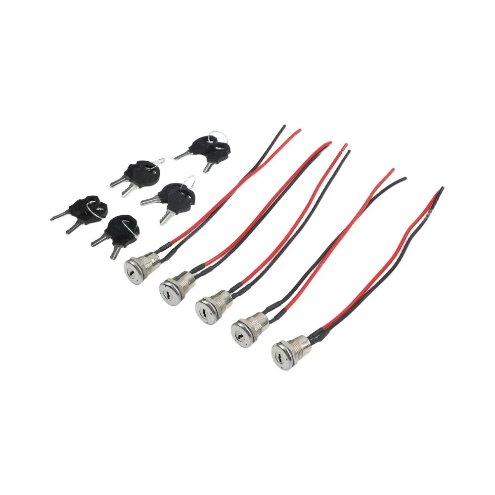 5 Pack Key Switch Metal Key Switch Automotive Applications 0.5 for Square Wire Complete Key Switch Package Flexible Operation