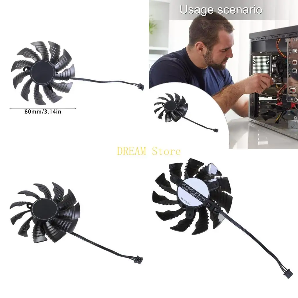 

80MM 3PIN T129215SU PLA09215S12H for GTX1650 1630 MINI ITX OC Graphics Card best sale