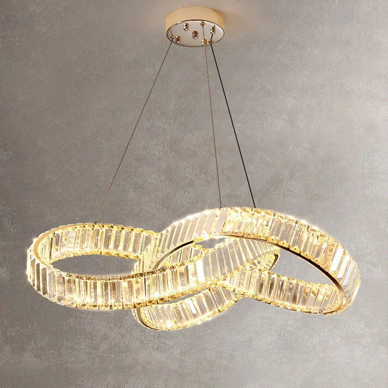 Modern Luxury Crystal Led Chandelier Irregular Gold Ceiling Chandelier Living Room Bedroom Dining Room Chandelier Ring Design