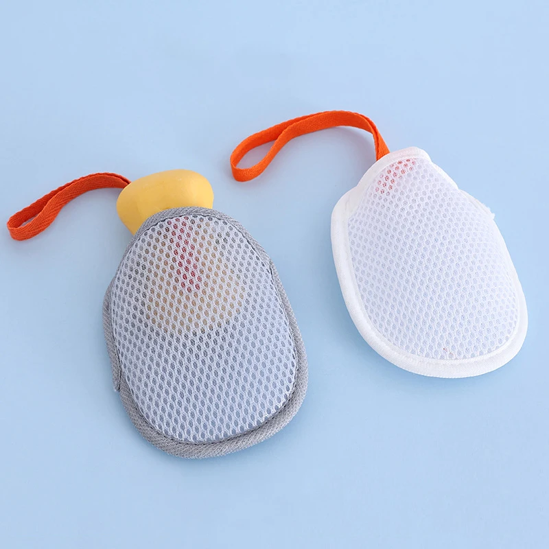 Double-Sided Bath Cleansing Foaming Net Soap Bag Exfoliating Scrubber Bathroom Mesh Soap Pocket