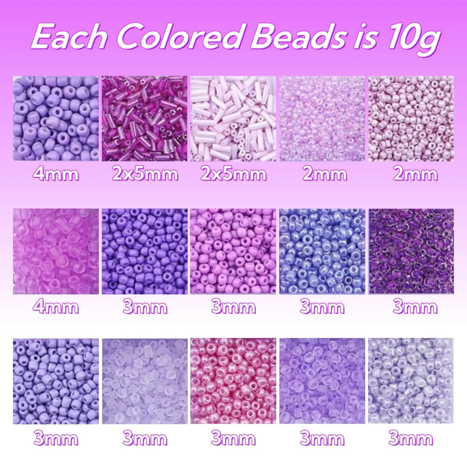 3700pcs15 Color 4mm Small Assorted Glass Seed Beads,3mm Bugle Beads Friendship Bracelet Kit2mm Tiny Tube Bead for Jewelry Making