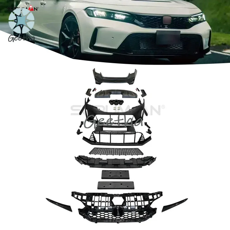 

SUPUMAN Black Performance Front Rear Bumper Side Skirt Spoiler Kit for honda civic Type R Style Body Kit Accessories 2021+