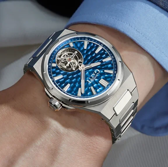 

BONEST GATTI Men Tourbillon Watch 43mm Automatic Mechanical Wristwatch 50M Waterproof Sapphire Mirror Luminous Fish Scale Dial
