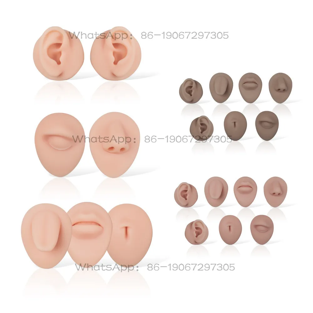 Soft Silicone Facial Features Three-color Seven-piece Tattoo Embroidery Practice Model