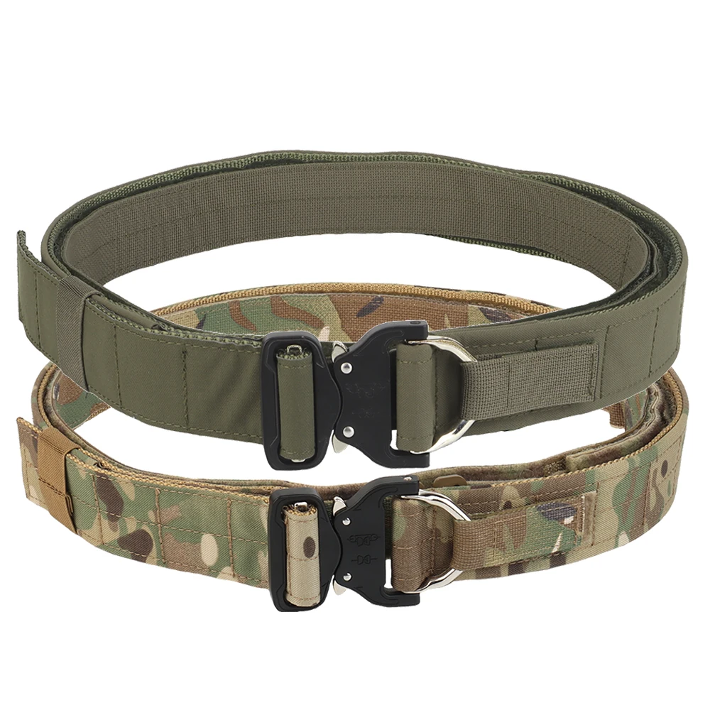 

Full-size Universal Mens Waist Belt MOLLE Modular Tactical Belt Ranger Green Camo Battle Waistband with Quick Release Buckle