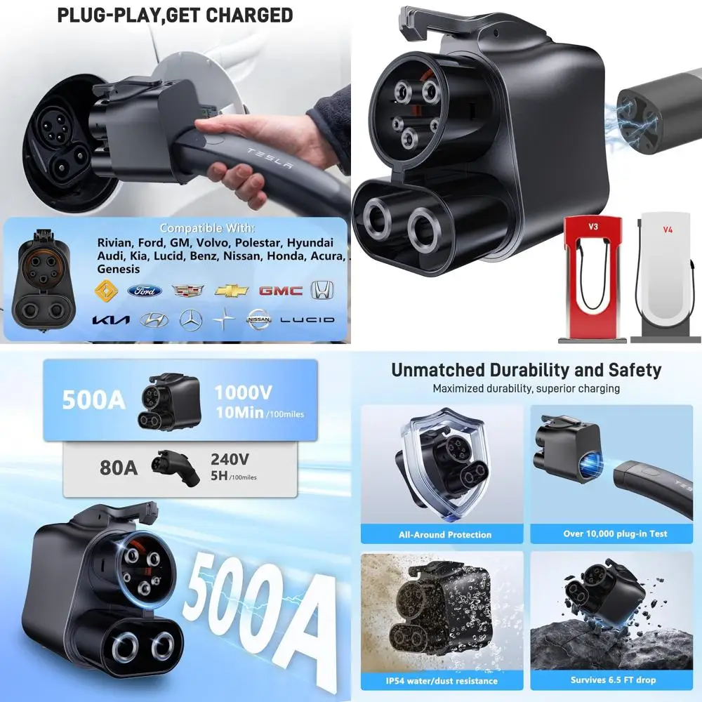 تم ترقيتها 2025 لشاحن Tesla Supercharger إلى محول الشحن CCS1، بحد أقصى 500 أمبير 1000 فولت - محول شحن سريع NACS إلى CCS، متوافق