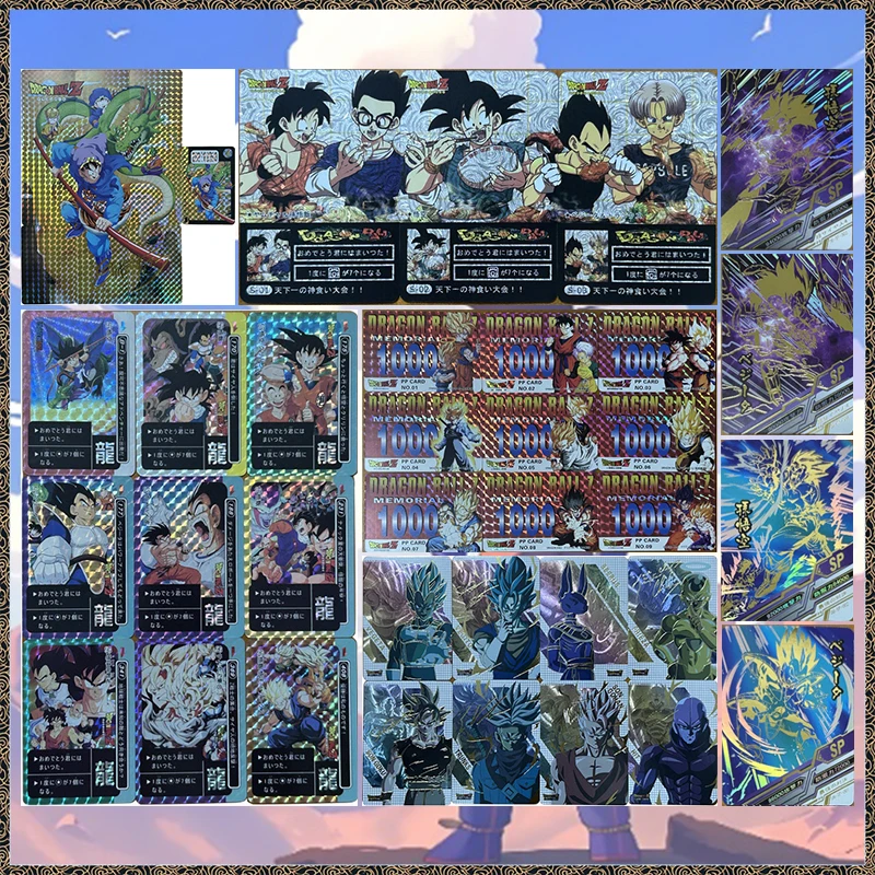 Anime DIY ACG Dragon Ball Vegeta Yonsei Goku Vegetto Beerus Frieza Trunks Son Gohan Piccolo Collectible Cards Birthday Toy Gift