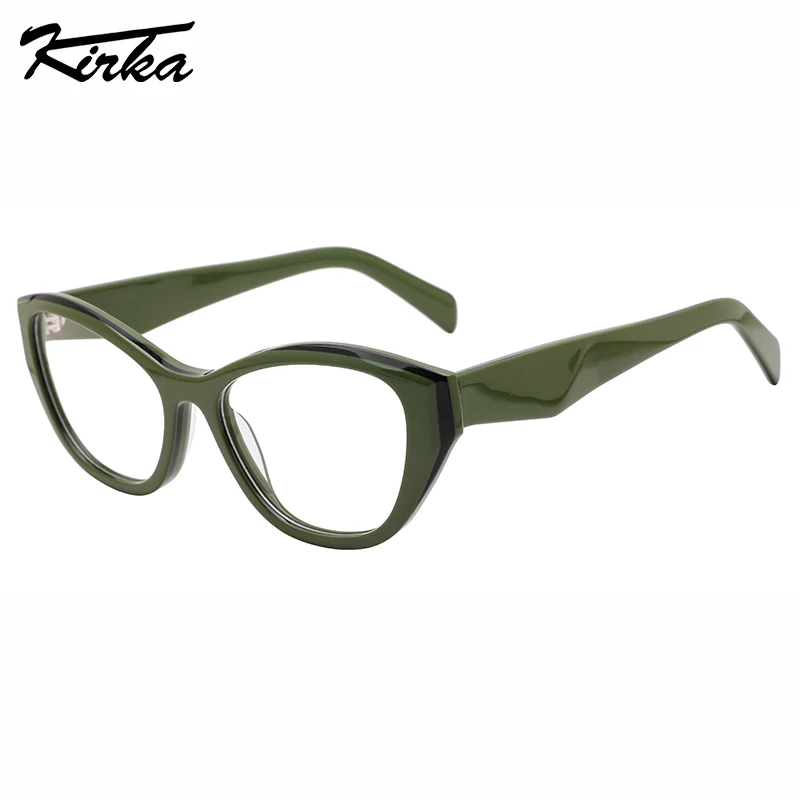 

Kirka Female Acetate Cat Eye Laminating Frame Optical Prescription Glasses Wide Edging Temples for Ladies&Women WD1484