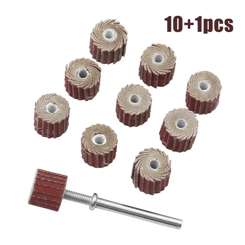 11 PCS Sanding Flap Grinding Wheel Set & 3mm Shank Grinding Wheel Head Sander Abrasive Tools Rust Removal For Rotary Tool