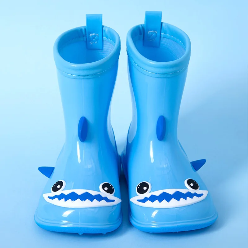 3D Cartoon Shark Children Rain Boots Non-slip Baby Flat Simple Soft Kids Fashion Boys and Girls Four Seasons Water Shoe Non-slip